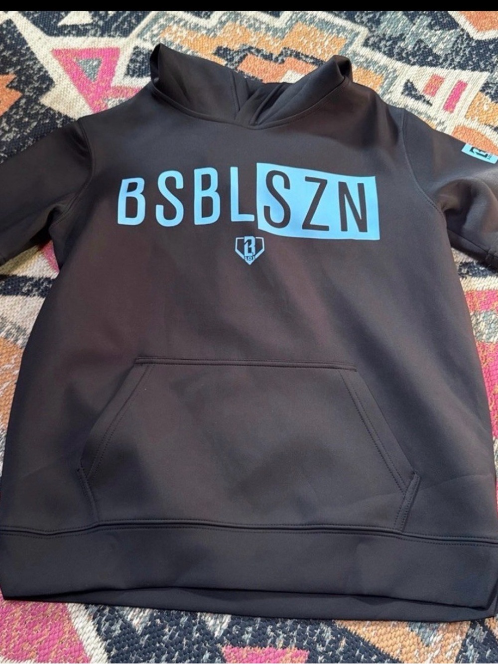 BSBLSZN youth Black Hoodie with Light Blue Logo new with tags: youth medium